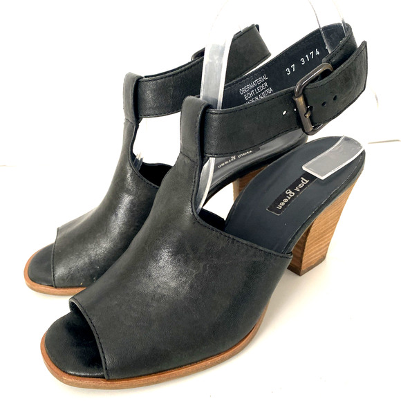 PAUL GREEN Madonna Sandal Bootie Ankle Strap Peep Toe Black Leather 4 UK 6.5 US - Picture 5 of 10